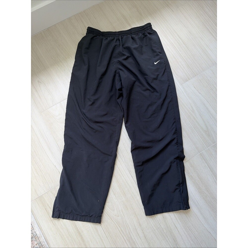 Nike Track Pants Mens XL Dri Fit Running Ankle Zip Pockets Black Workout Lined